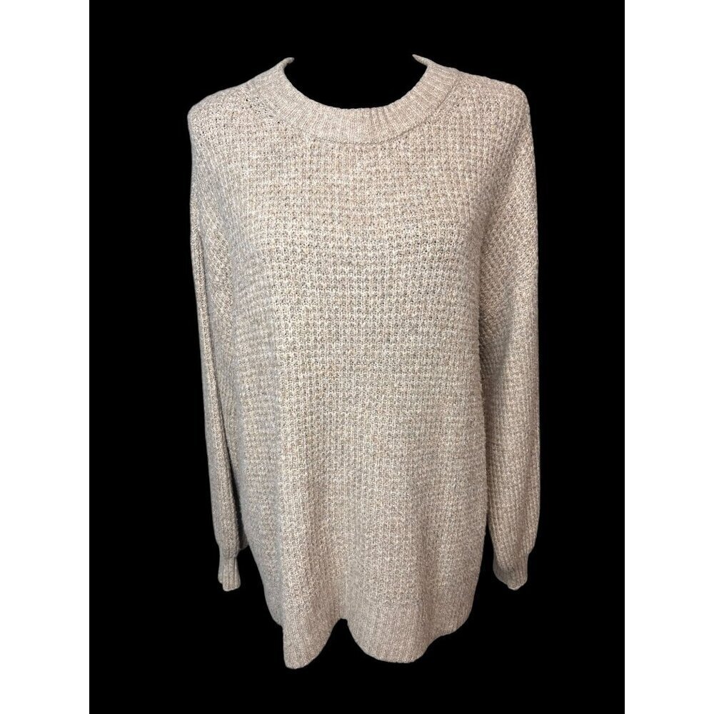 American Eagle Knit Long-Sleeve Sweater Womens Beige Womens Relaxed Fit coastal - Picture 2 of 10